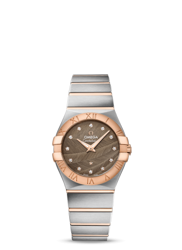 Omega Constellation Quartz 27 Brushed Stainless Steel / Red Gold / Brown Feather